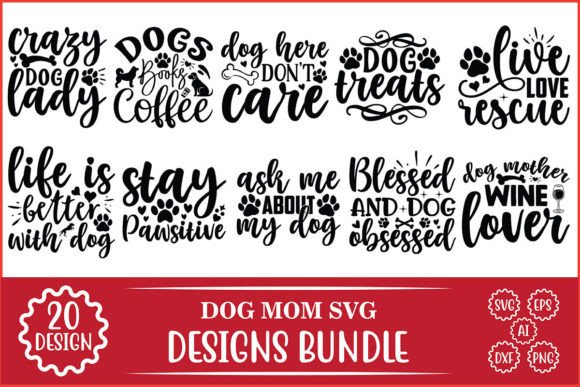 Dog Mom SVG Designs Bundle for Graphics and Crafts